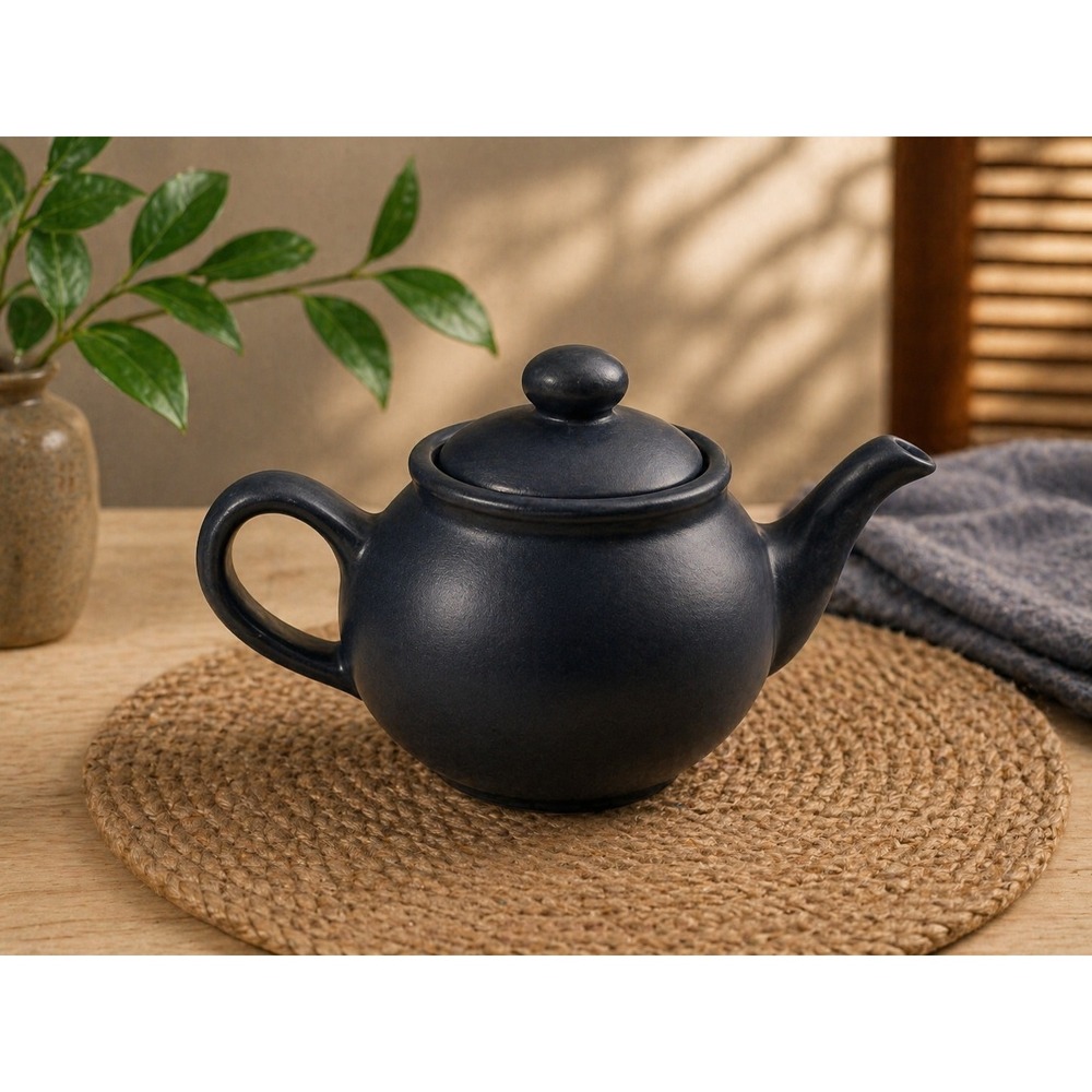 McCoy Pottery Matte Navy Blue Teapot Vintage Ceramic Tea Pot 151